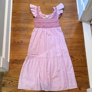 Tuckernuck Pink Smocked Flutter-Sleeve Maxi Dress